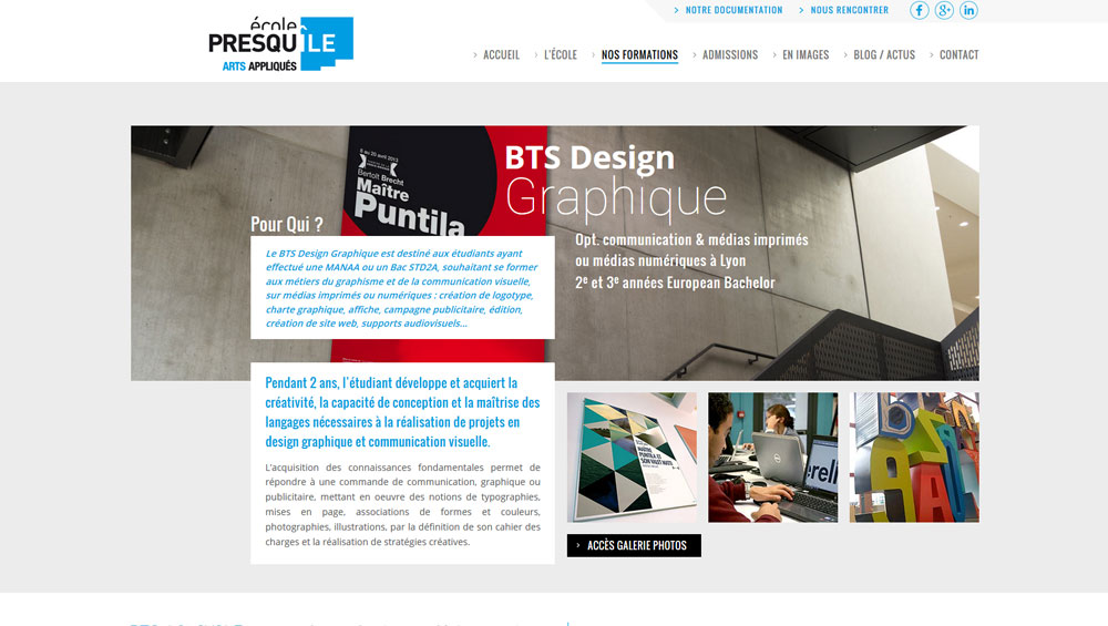 Site internet Ecole Presqu'Ile à Lyon, Refonte et référencement, Hervé Augoyat