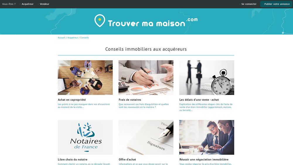 TrouverMaMaison, application web immobilier géolocalisation, motion design, Hervé Augoyat