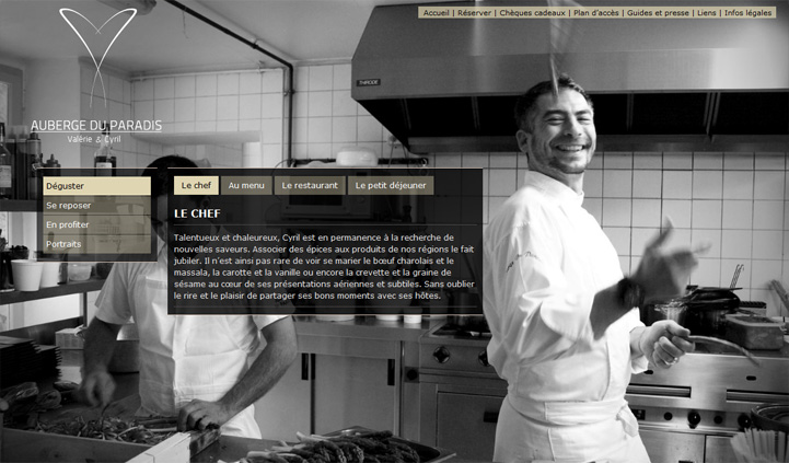 Création de l'identité visuelle et du site internet de Auberge du Paradis, Hervé Augoyat.