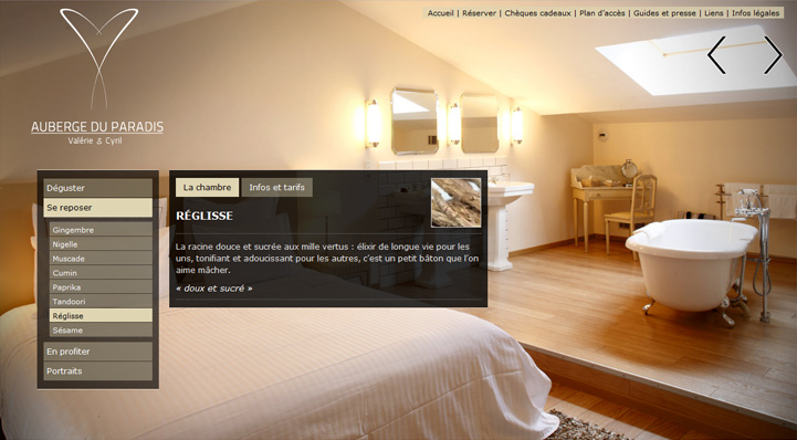Création de l'identité visuelle et du site internet de Auberge du Paradis, Hervé Augoyat.