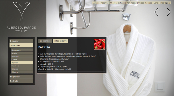 Création de l'identité visuelle et du site internet de Auberge du Paradis, Hervé Augoyat.