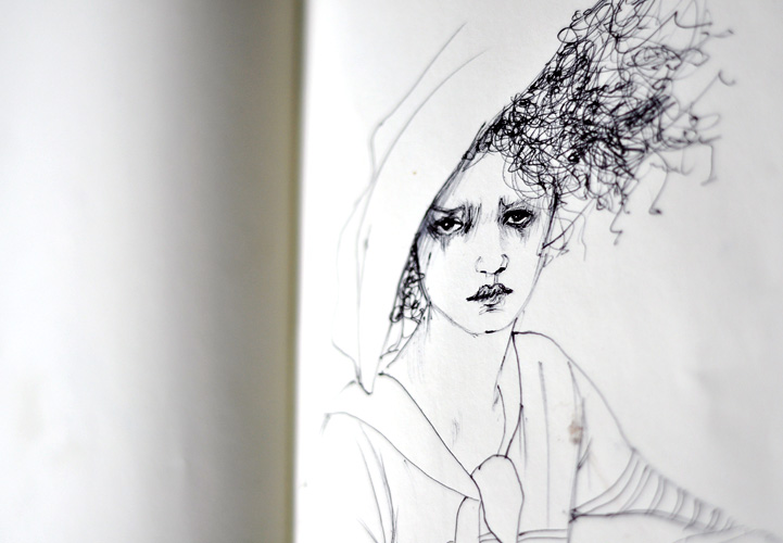 Carnet de croquis et dessin, stylo noir, Hervé Augoyat Lyon.
