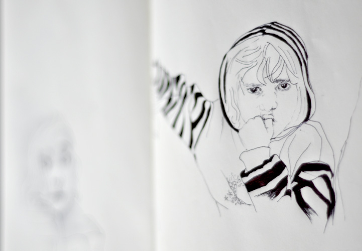 Carnet de croquis et dessin, stylo noir, Hervé Augoyat Lyon.