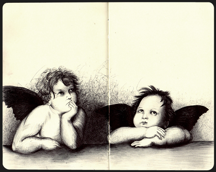 Carnet de dessin, raphael ange, portraits, Hervé Augoyat.