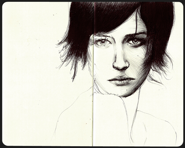 Carnet de dessin, portraits, Hervé Augoyat.