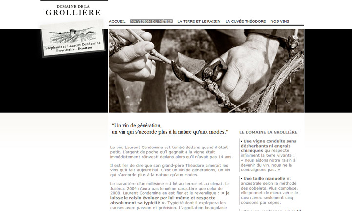 Domaine de la Grollière, création du site internet, Hervé Augoyat designer multimédia à Lyon.