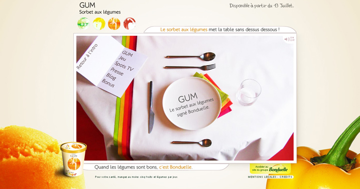 Création de l’identité et du site internet pour le sorbet au légume Gum, Hervé Augoyat designer multimédia lyon.