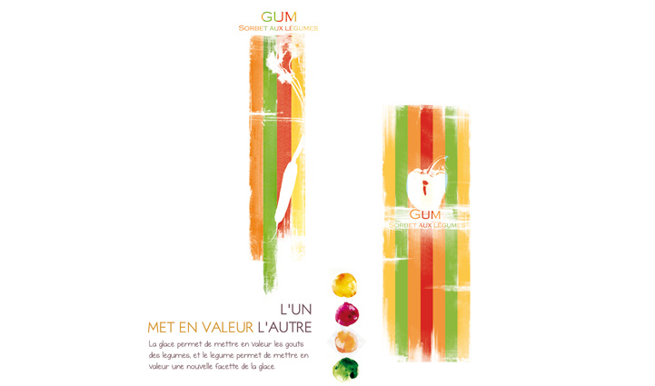 Création de l’identité et du site internet pour le sorbet au légume Gum, Hervé Augoyat.