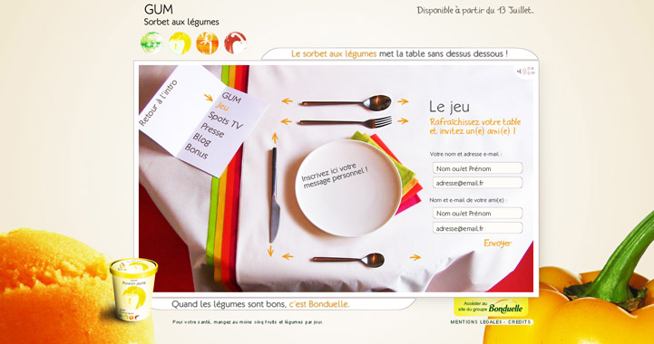 Création de l’identité et du site internet pour le sorbet au légume Gum, Hervé Augoyat.
