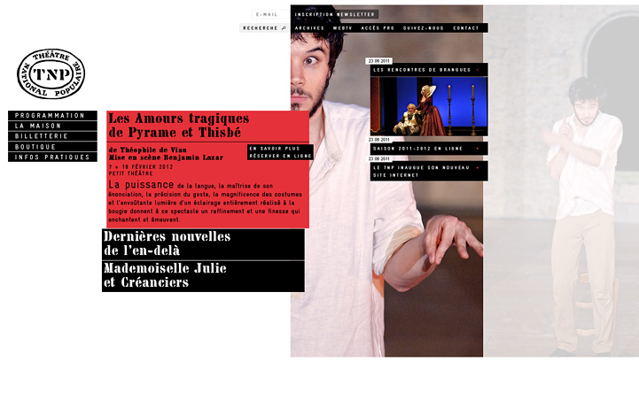 Création de la maquette graphique du site internet du Théâtre National Populaire, Hervé Augoyat.