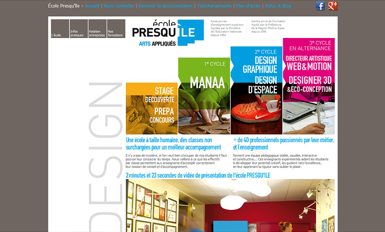 Site internet Ecole Presqu'ILE Lyon