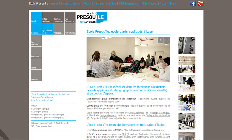Site internet Ecole Presqu'ILE Lyon