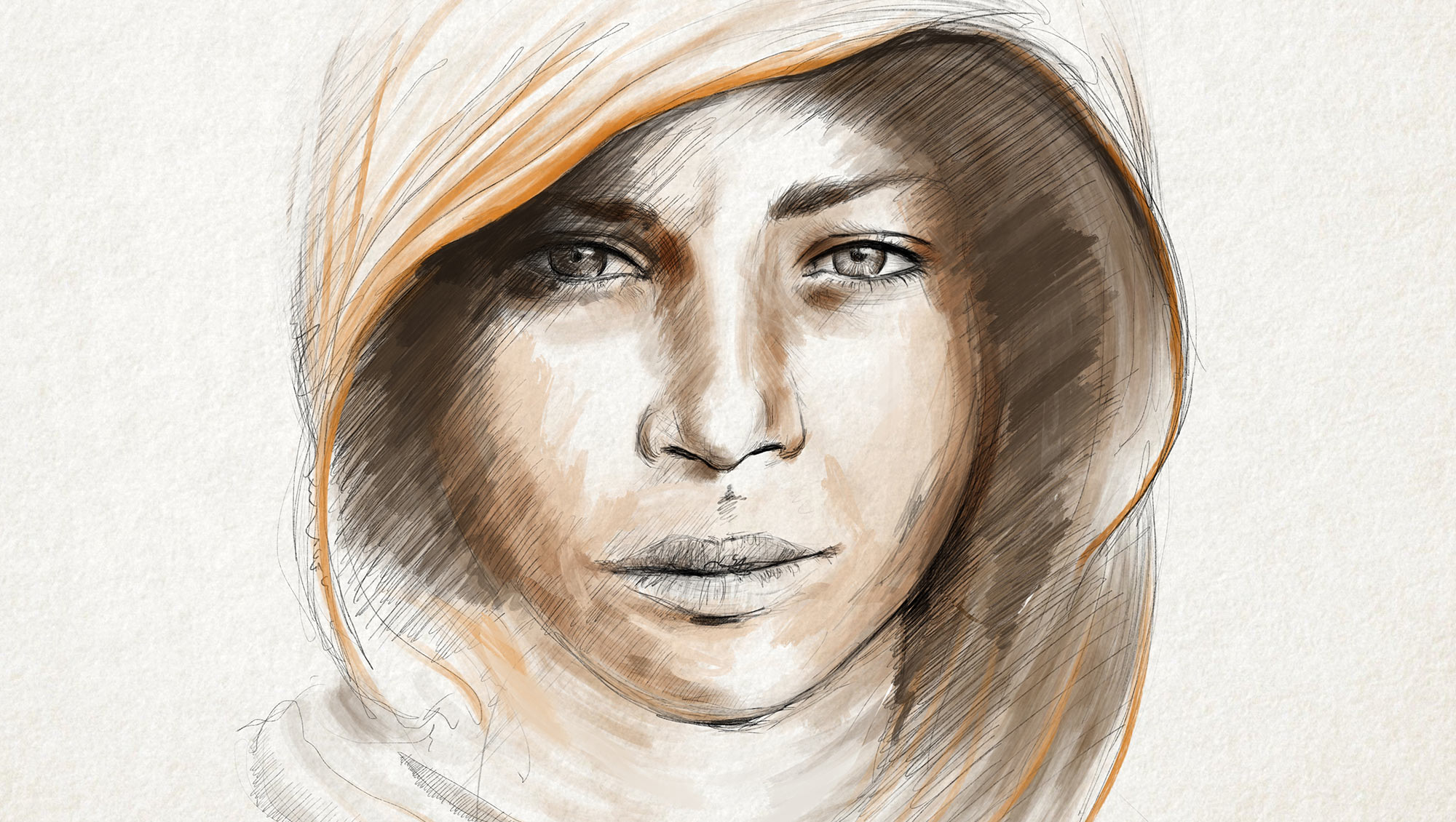 Digital painting portrait, dessin par Hervé Augoyat