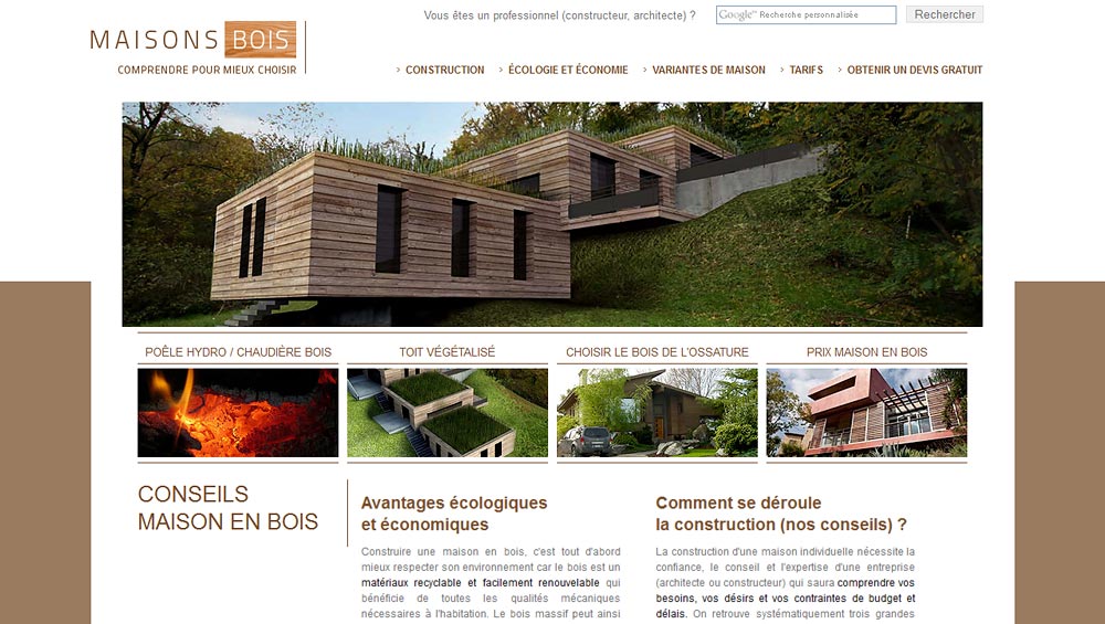Maisons en bois, Création du site internet et référencement par Hervé Augoyat