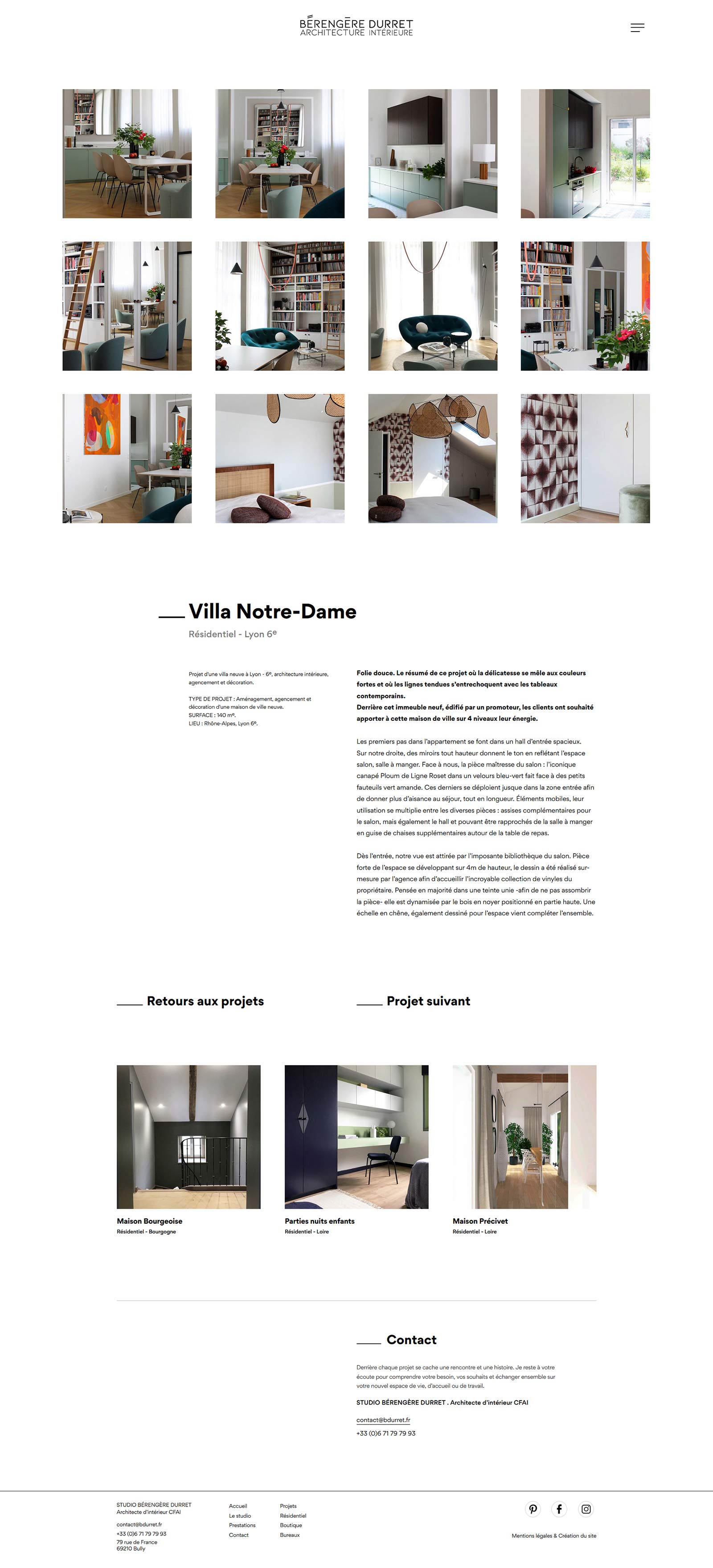 Création du site internet de Bérengère Durret, architecte d'intérieur à Lyon, par Hervé Augoyat