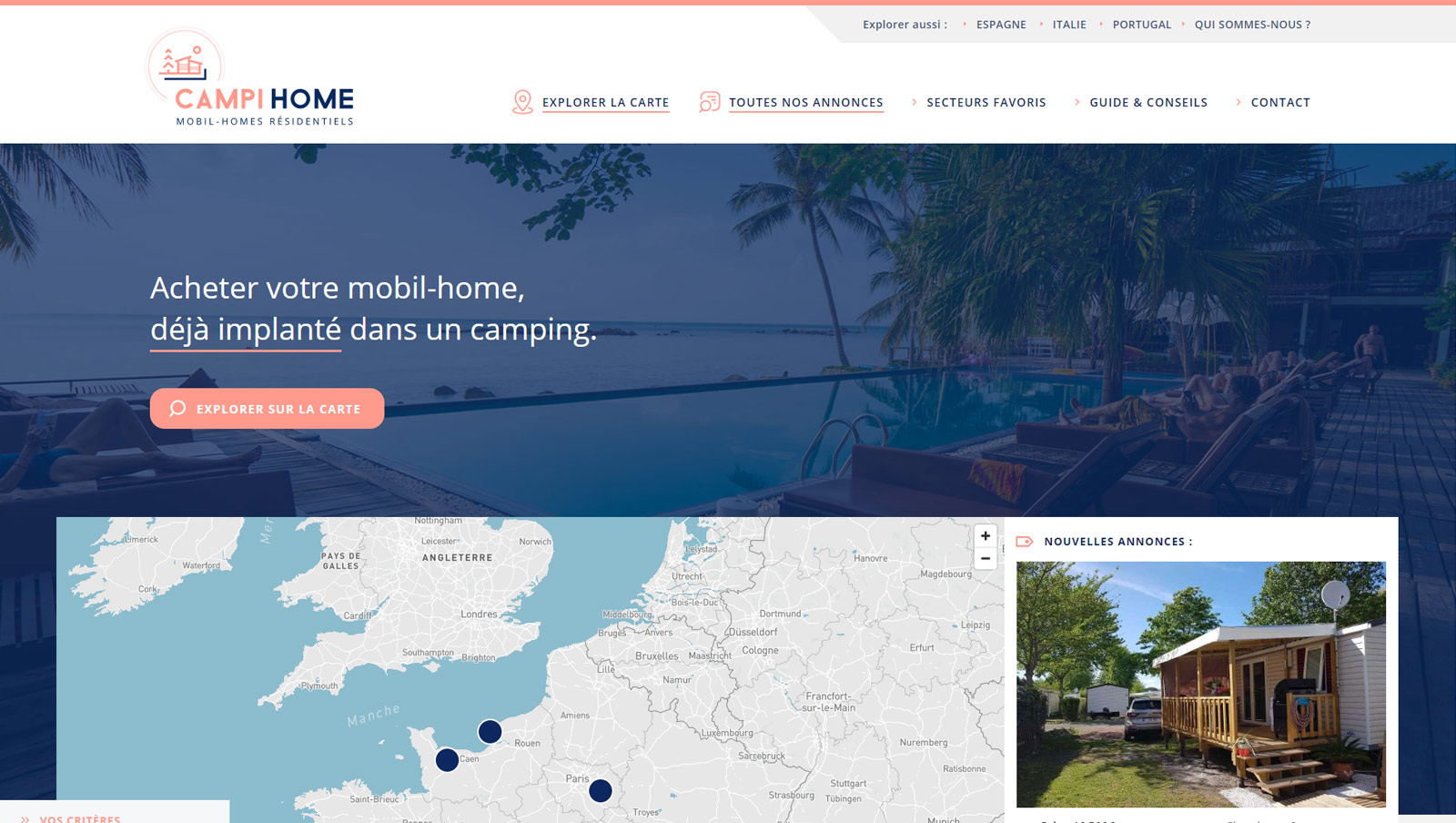 Campihome : création du site internet d'annonces de mobil-home en vente dans des campings, Hervé Augoyat