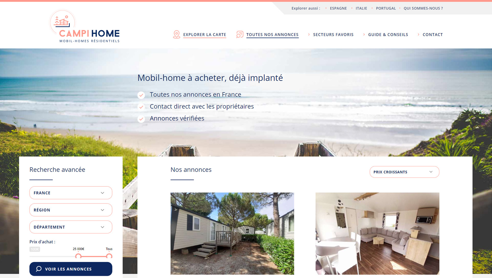 Campihome : création du site internet d'annonces de mobil-home à acheter dans des campings, Hervé Augoyat