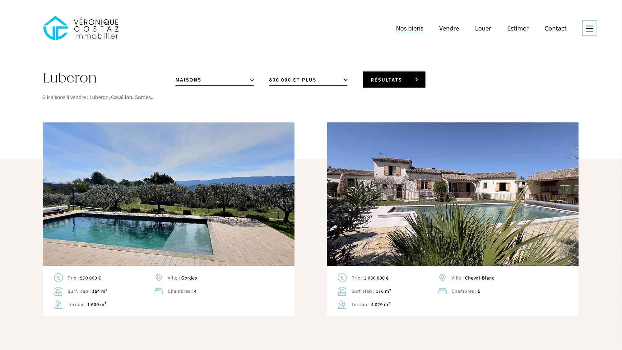 Véronique Costaz Immobilier, création site web, Hervé Augoyat
