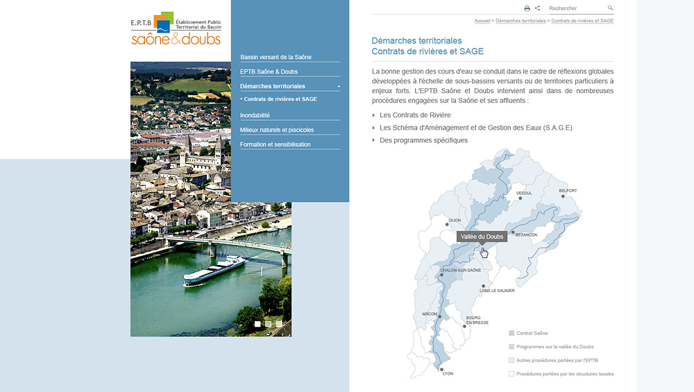 EPTB Saône et Doubs, création charte graphique web, Hervé Augoyat