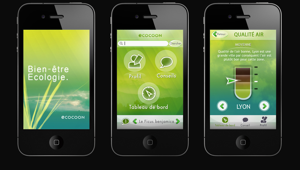 UX Design d'interface, Ecocoon Appli Iphone, Hervé Augoyat