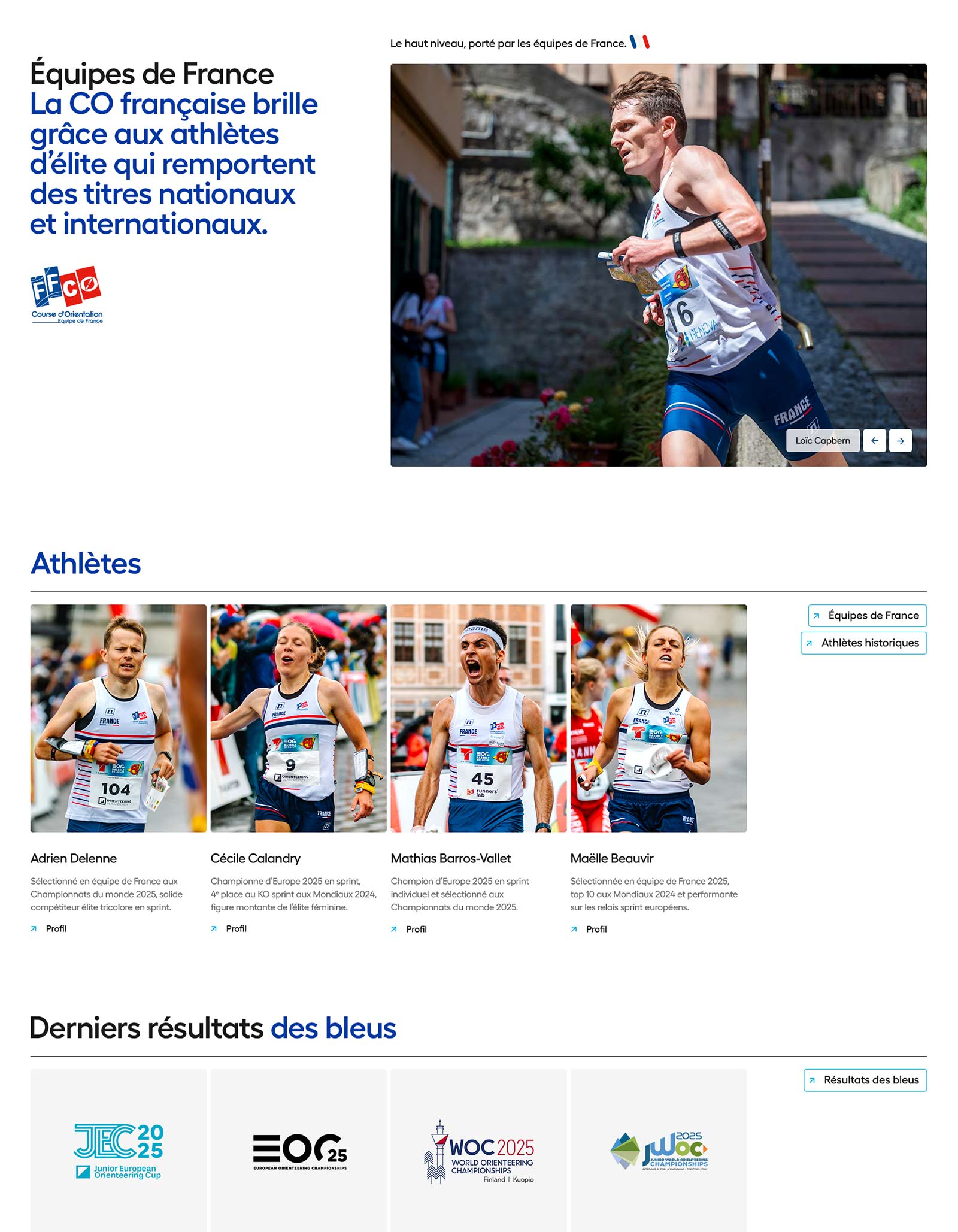 Design et création du site internet de la FFCO Fédération Française de Course d'Orientation.
