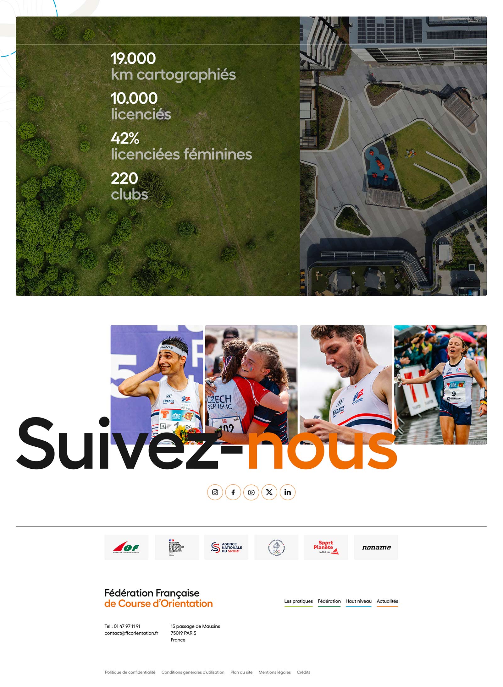 Création du site internet de la FFCO : Fédération Française de Course d'Orientation, par Hervé Augoyat et Neutron.