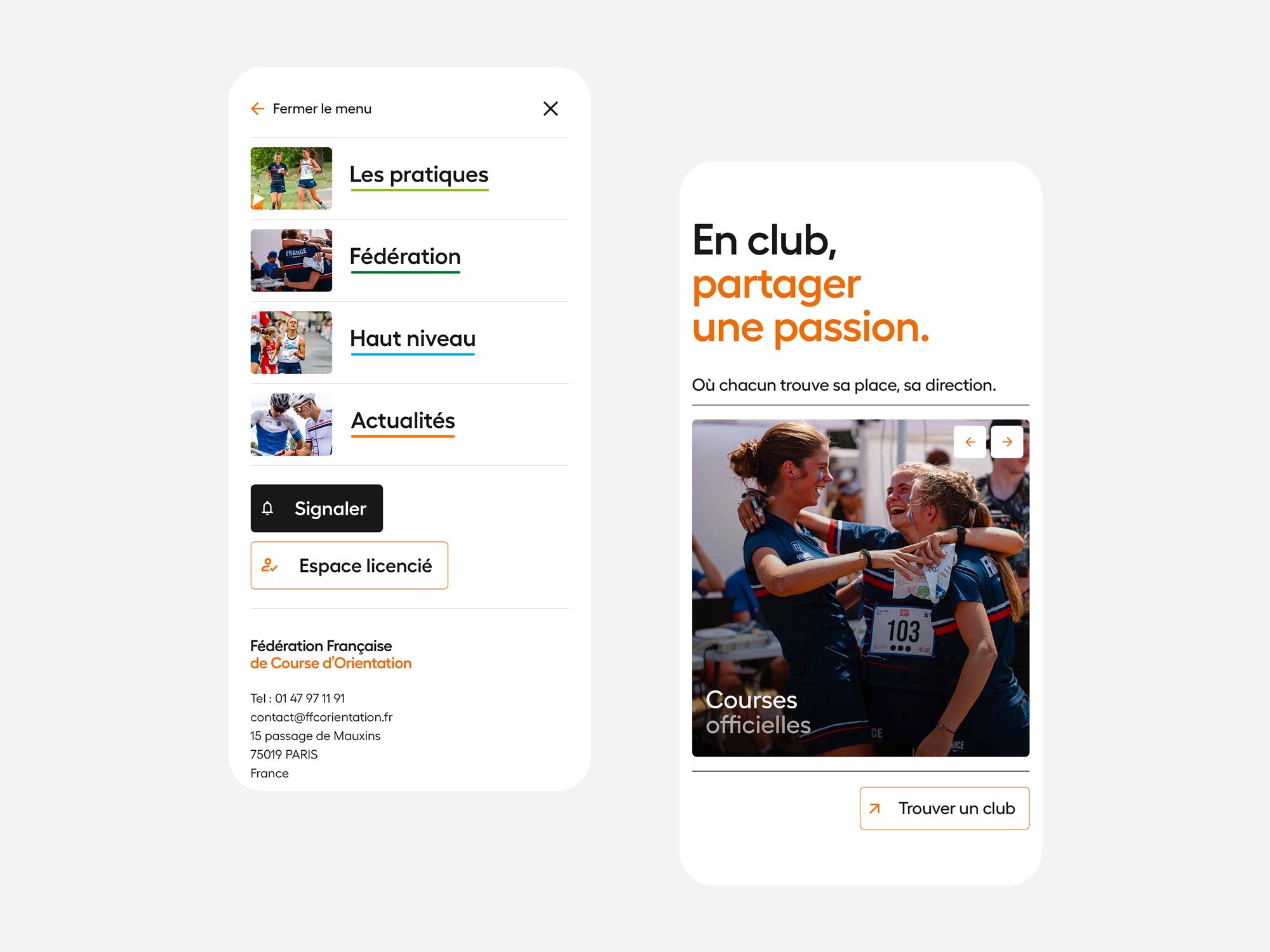 Création du site internet de la FFCO : Fédération Française de Course d'Orientation, par Hervé Augoyat et Neutron.