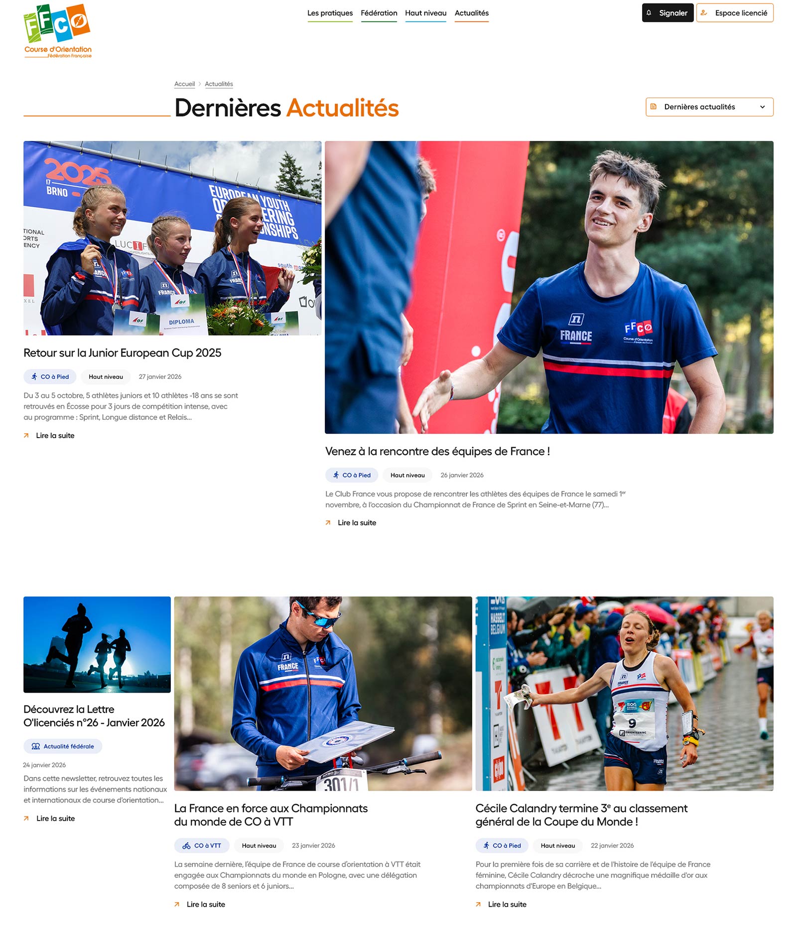 Création du site internet de la FFCO : Fédération Française de Course d'Orientation, par Hervé Augoyat et Neutron.