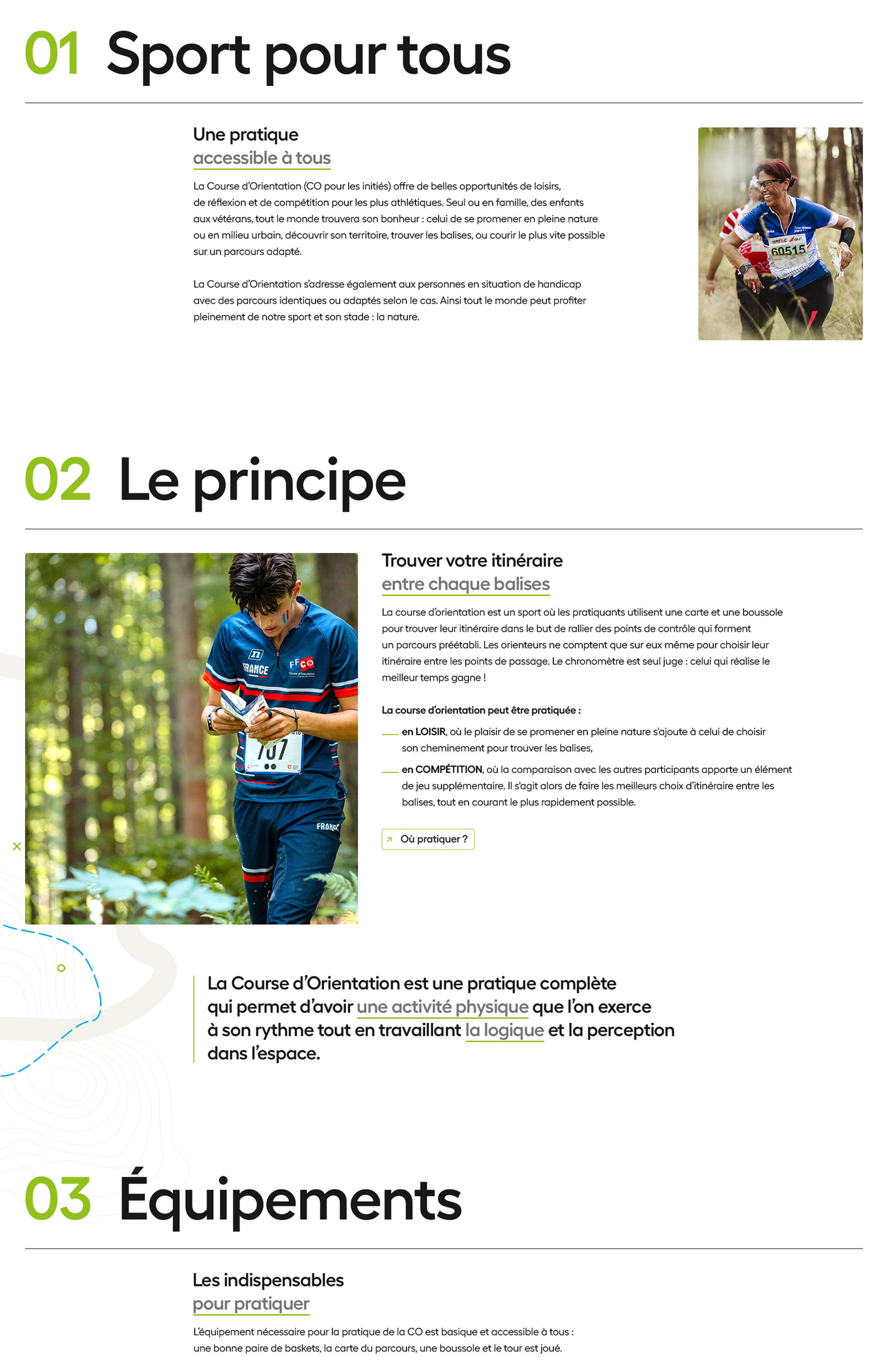 Création du site internet de la FFCO : Fédération Française de Course d'Orientation, par Hervé Augoyat et Neutron.