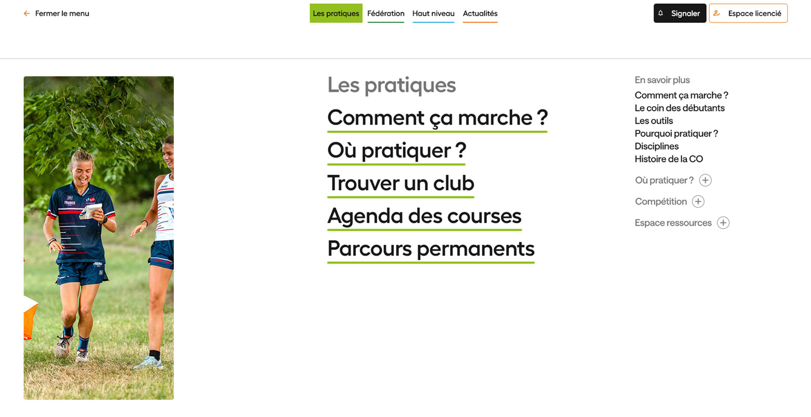 Création du site internet de la FFCO : Fédération Française de Course d'Orientation, par Hervé Augoyat et Neutron.
