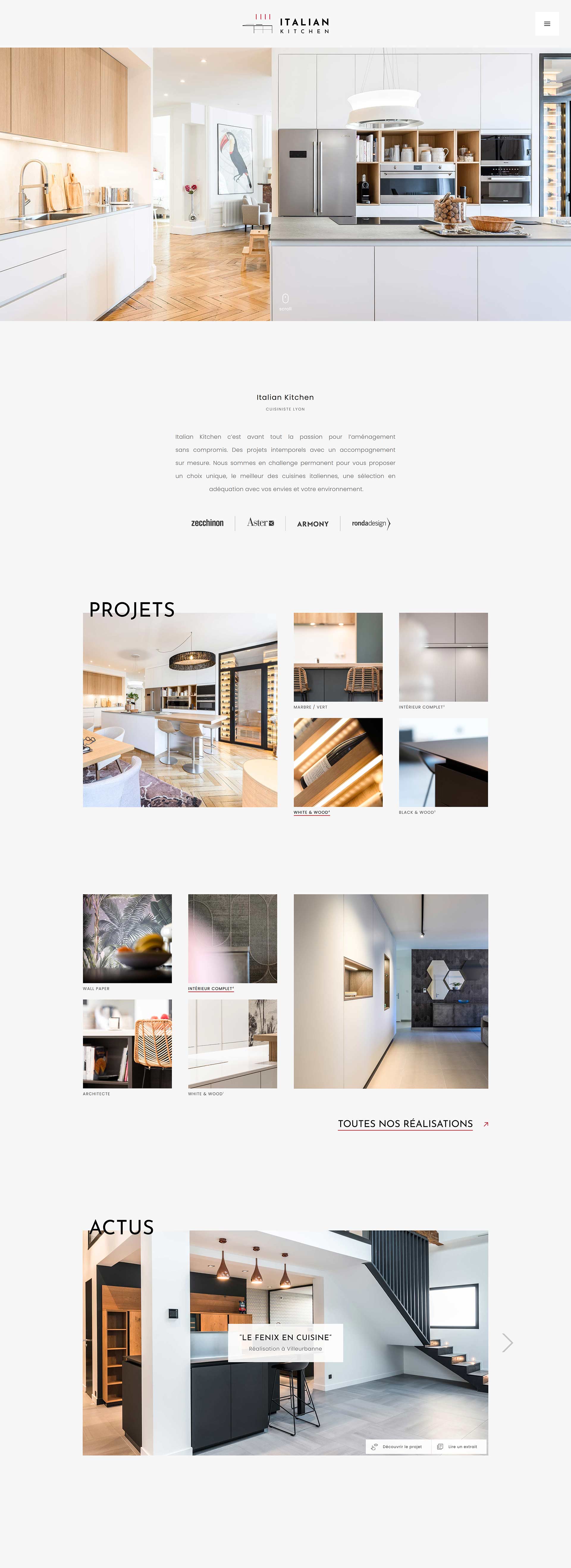 Création du site web et charte graphique pour Italian Kitchen Lyon, logotype, UX Design et développement, référencement naturel, par Hervé Augoyat designer digital à Lyon.