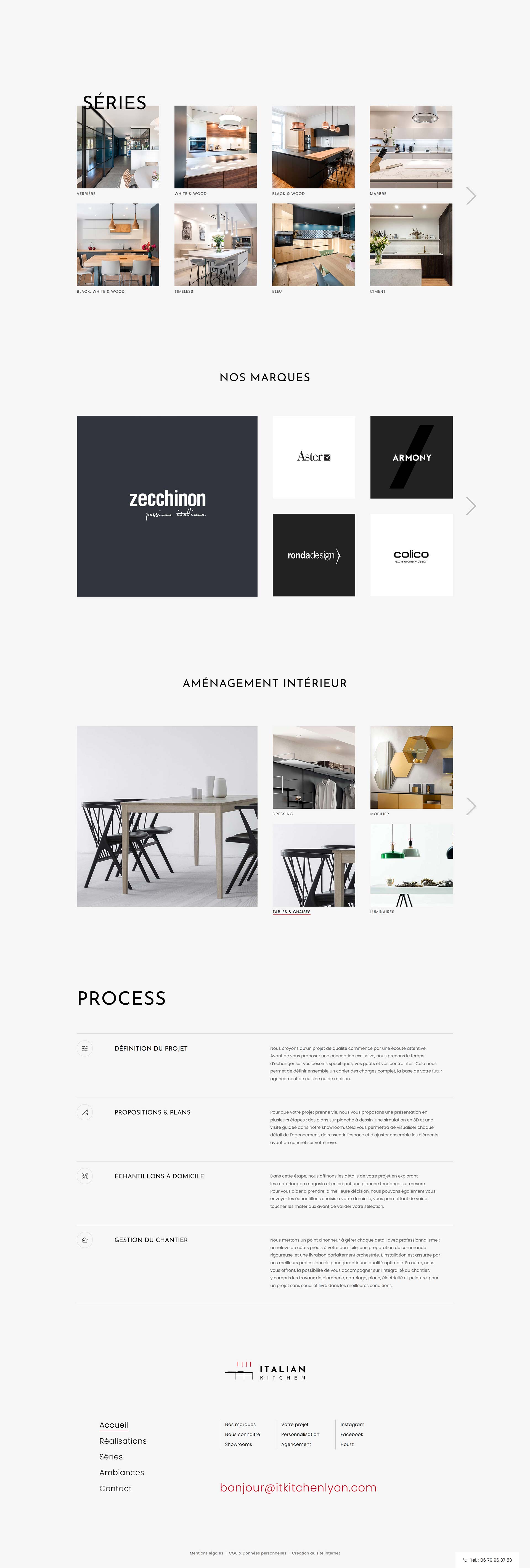 Création du site web et charte graphique pour Italian Kitchen Lyon, logotype, UX Design et développement, référencement naturel, par Hervé Augoyat designer digital à Lyon.