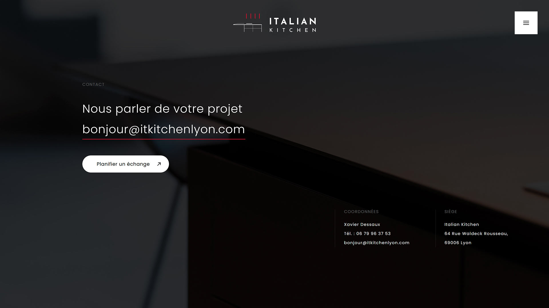 Création du site web et charte graphique pour Italian Kitchen Lyon, logotype, UX Design et développement, référencement naturel, par Hervé Augoyat designer digital à Lyon.