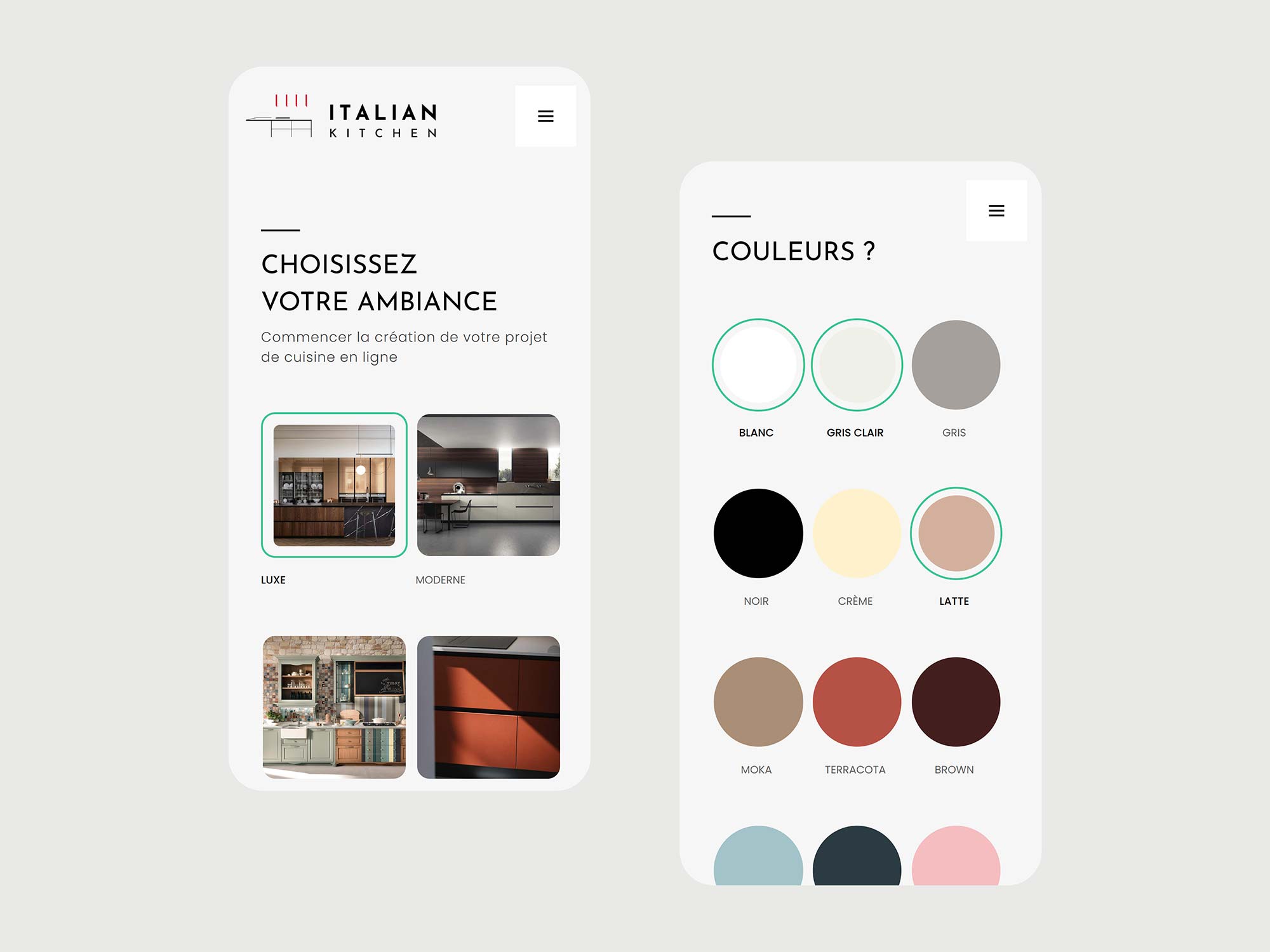 Création du site web et charte graphique pour Italian Kitchen Lyon, logotype, UX Design et développement, référencement naturel, par Hervé Augoyat designer digital à Lyon.