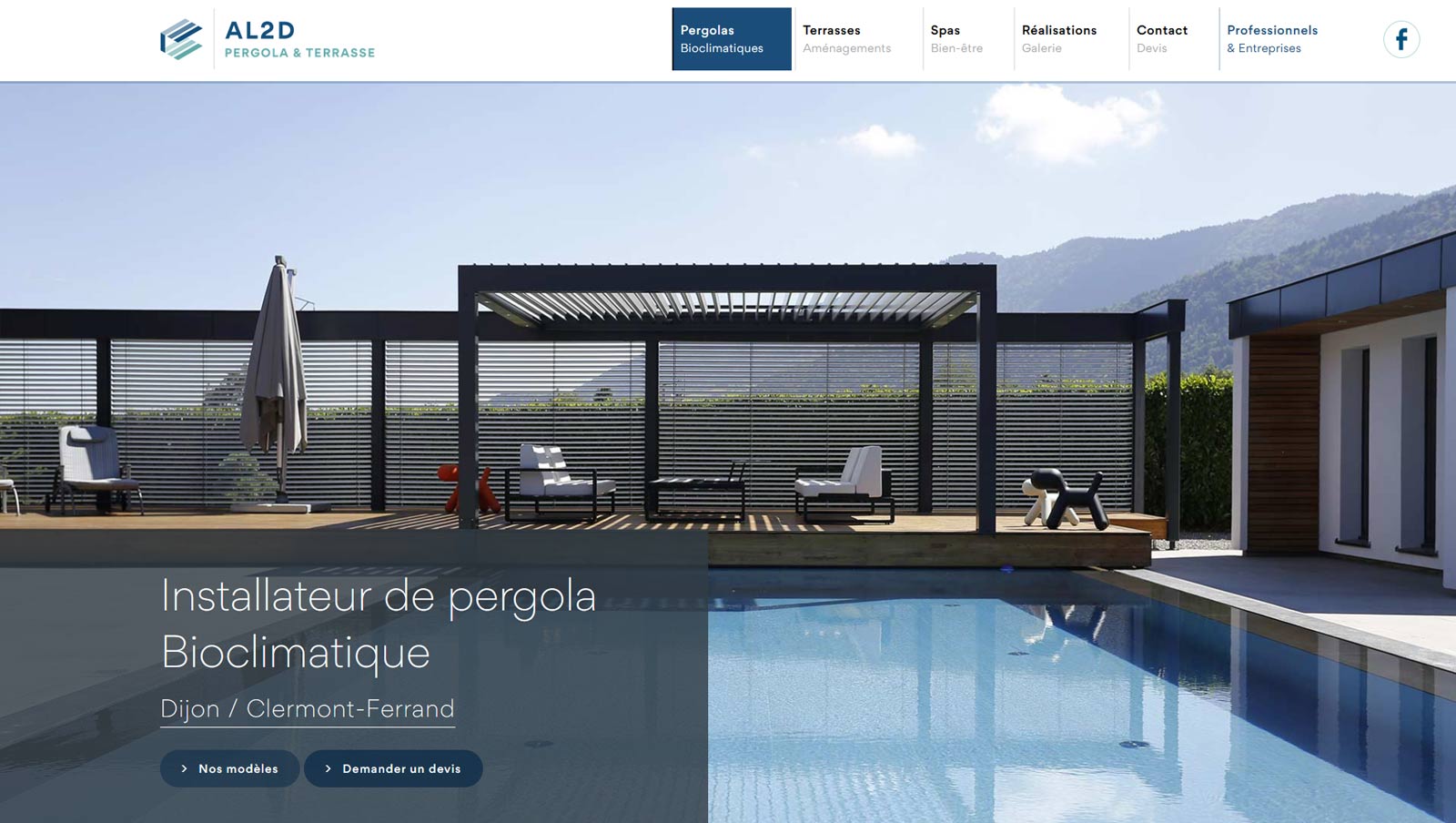 Création site internet vitrine : webdesign et développement pour Pergola et Terrasse, distributeur officiel Biossun par Hervé Augoyat