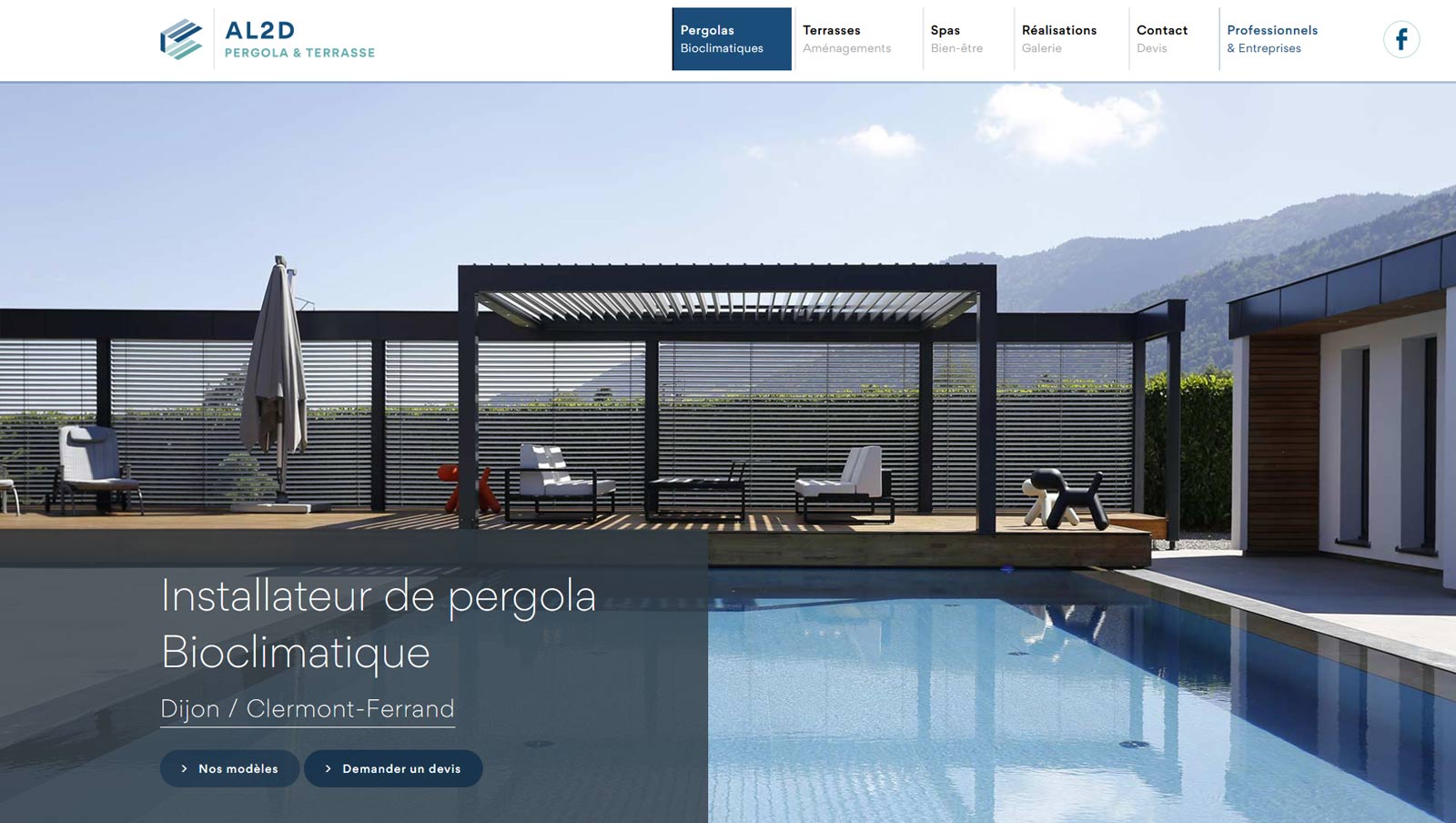 Création site internet vitrine : webdesign et développement pour AL2D Pergola et Terrasse, pergola bioclimatique Dijon / Clermont par Hervé Augoyat