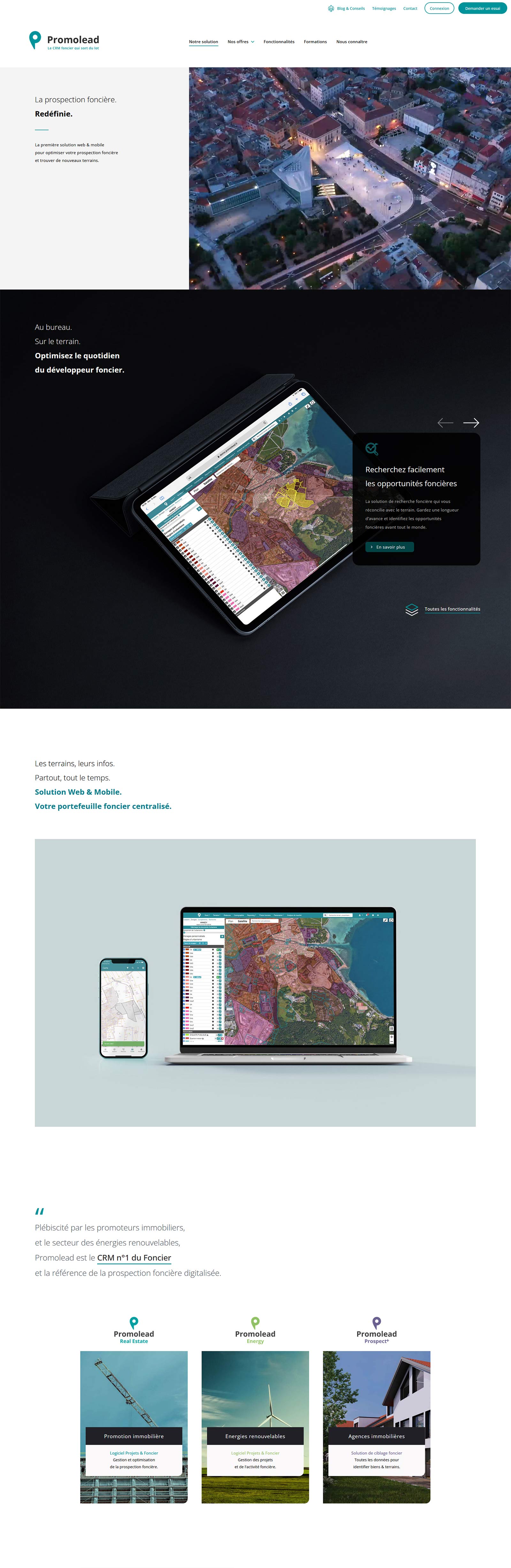 Création du site internet pour Promolead à Lyon, prospection foncière, logiciel CRM foncier, par Hervé Augoyat