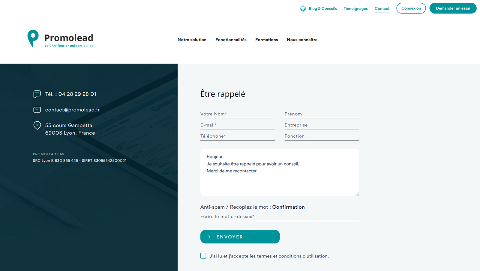 Création du site internet pour Promolead à Lyon, prospection foncière, logiciel CRM foncier, par Hervé Augoyat