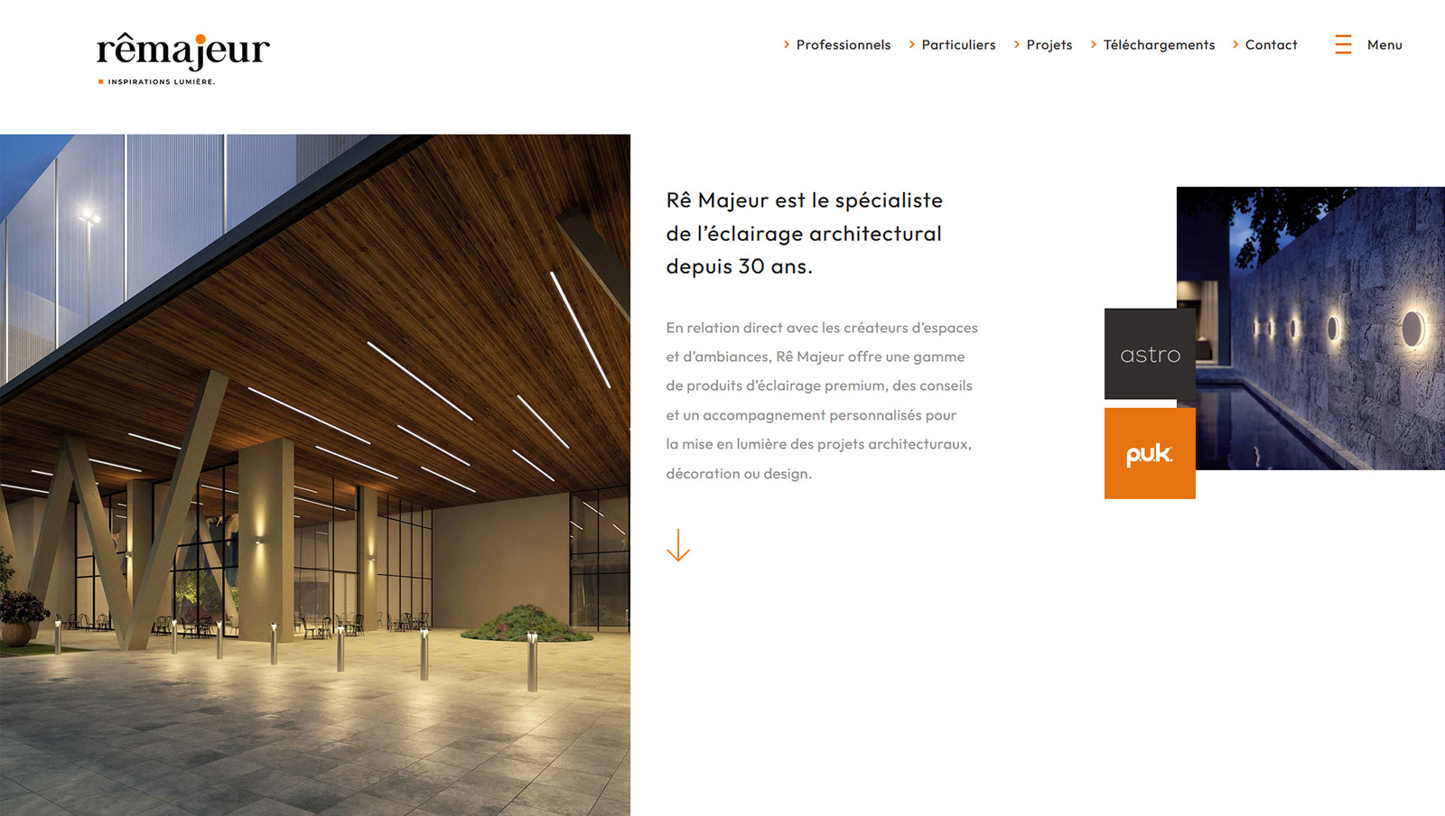 Création du site internet pour Rê Majeur, éclairage architectural, par Hervé Augoyat à Lyon