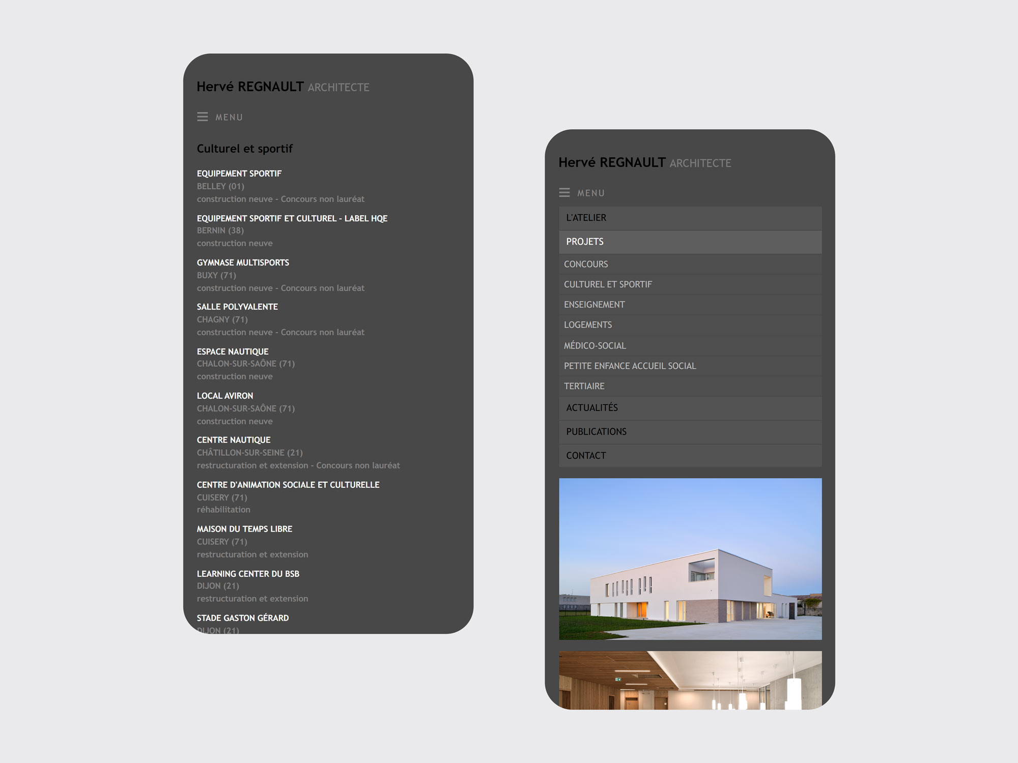 Hervé Regnault Architecte, création site internet, Hervé Augoyat