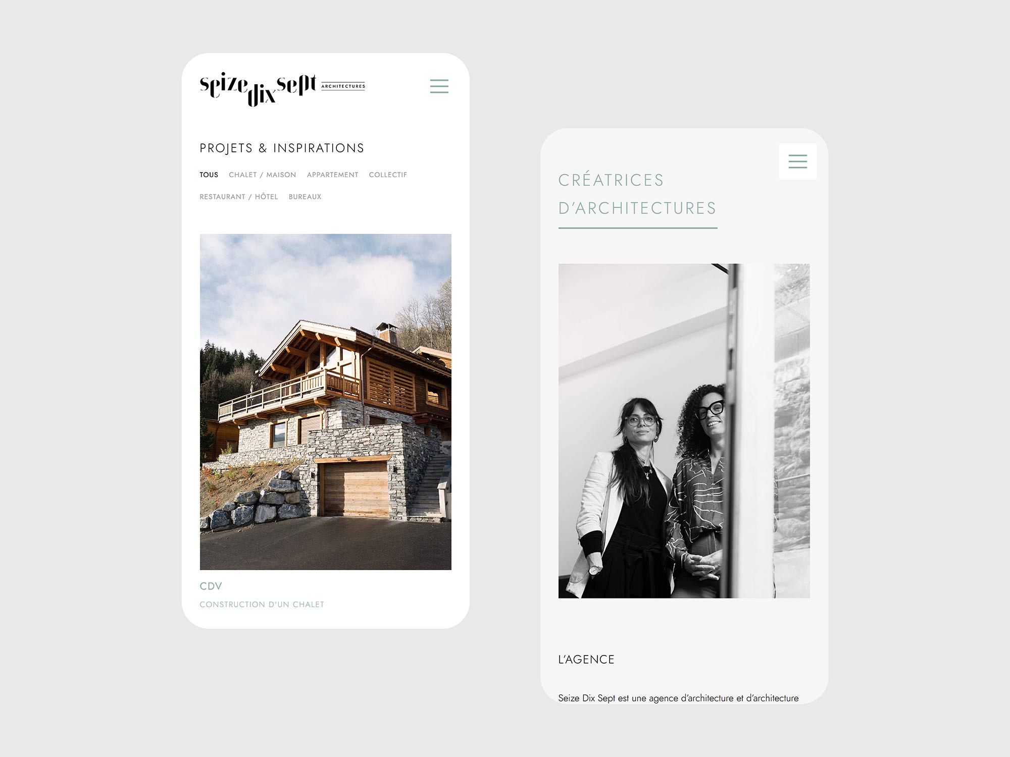 Création du site internet pour Seize Dix Sept à Moûtiers (Savoie), agence d'architecture, par Hervé Augoyat