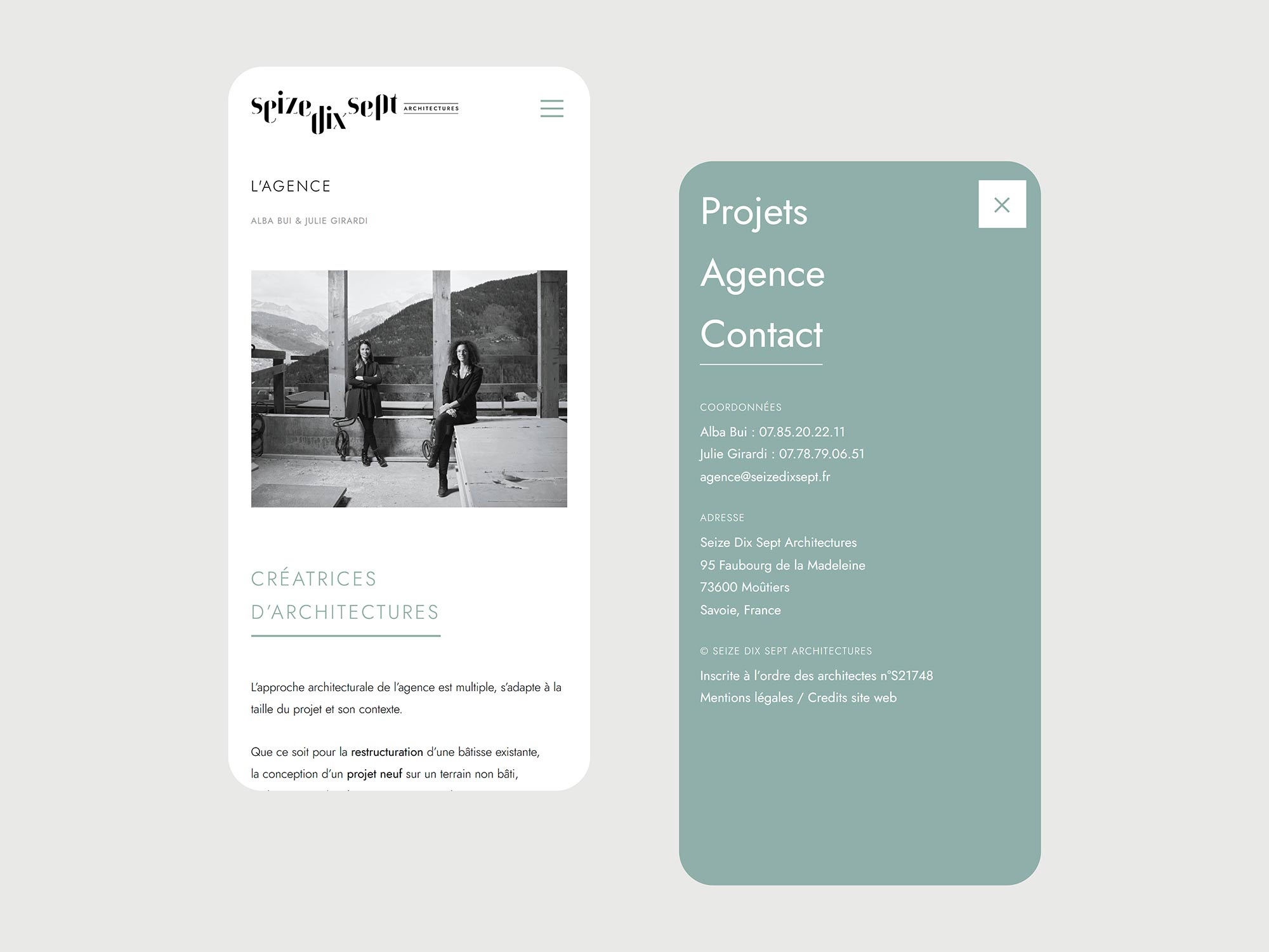 Création du site internet pour Seize Dix Sept à Moûtiers (Savoie), agence d'architecture, par Hervé Augoyat