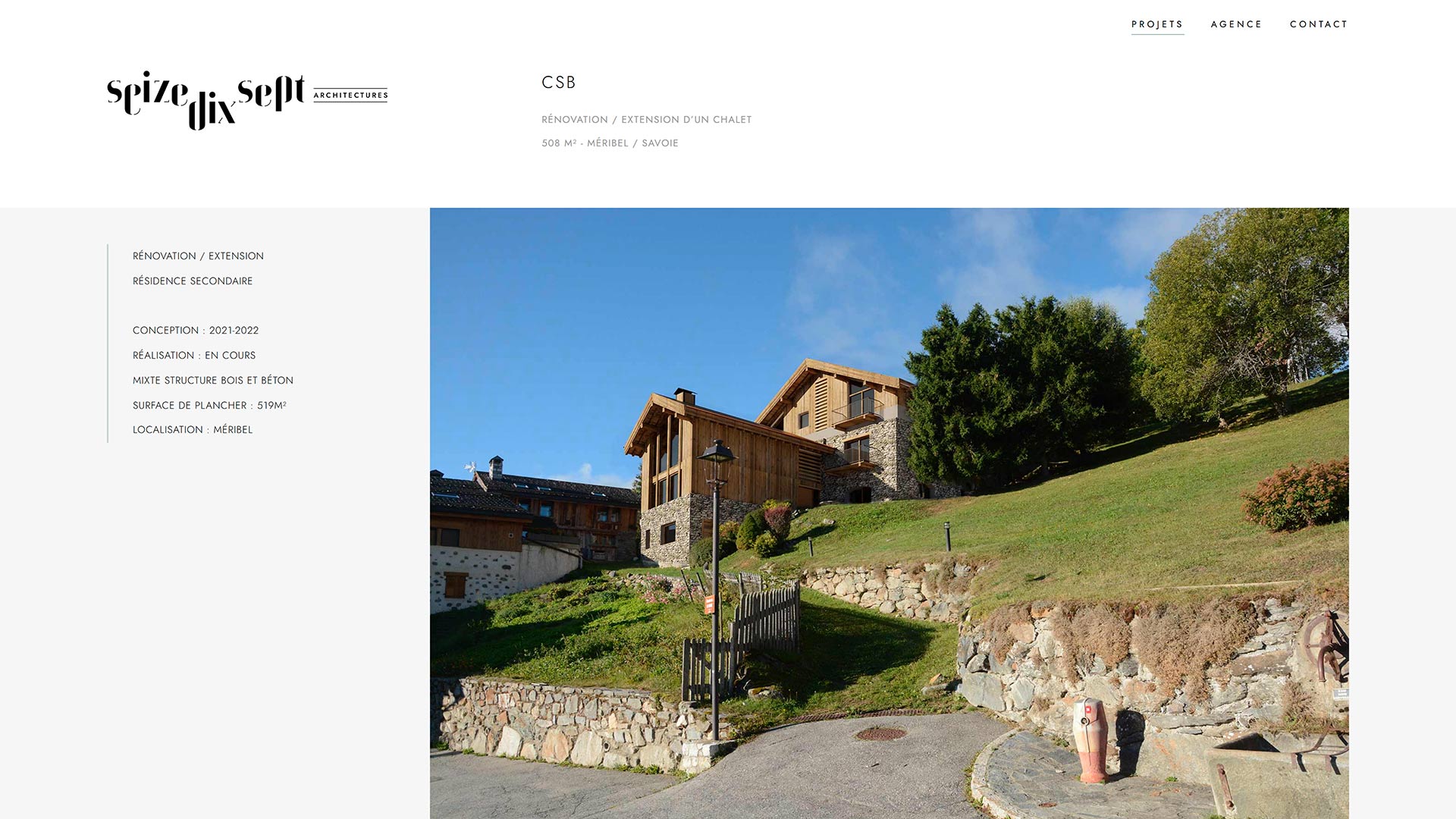 Création du site internet pour Seize Dix Sept à Moûtiers (Savoie), agence d'architecture, par Hervé Augoyat