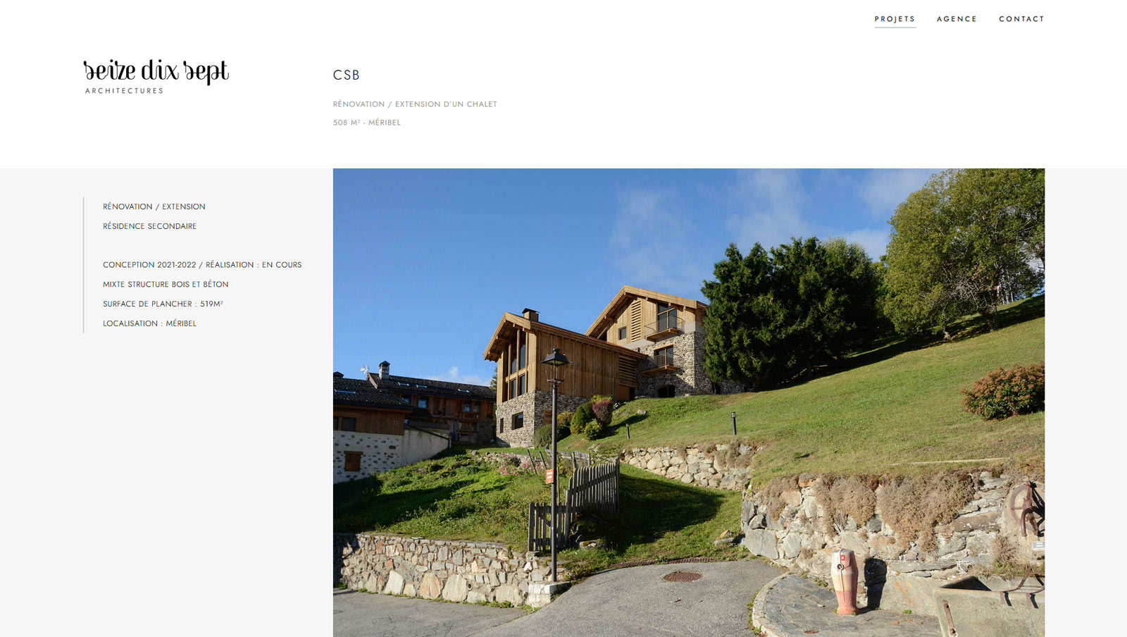 Création du site internet pour Seize Dix Sept à Moûtiers (Savoie), agence d'architecture, par Hervé Augoyat