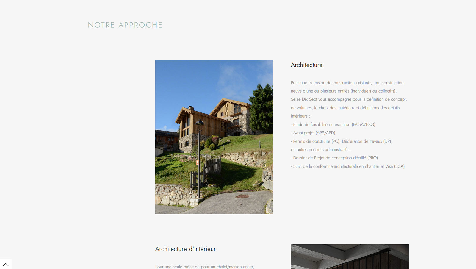 Création du site internet pour Seize Dix Sept à Moûtiers (Savoie), agence d'architecture, par Hervé Augoyat