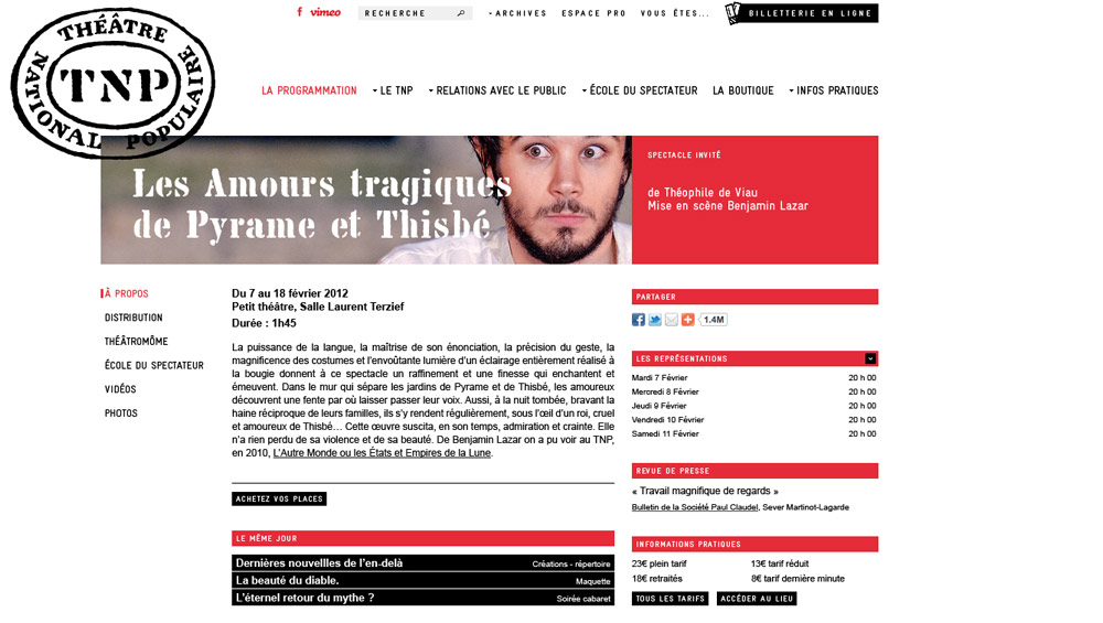 maquette graphique du site internet du Théâtre National Populaire (TNP), Hervé Augoyat