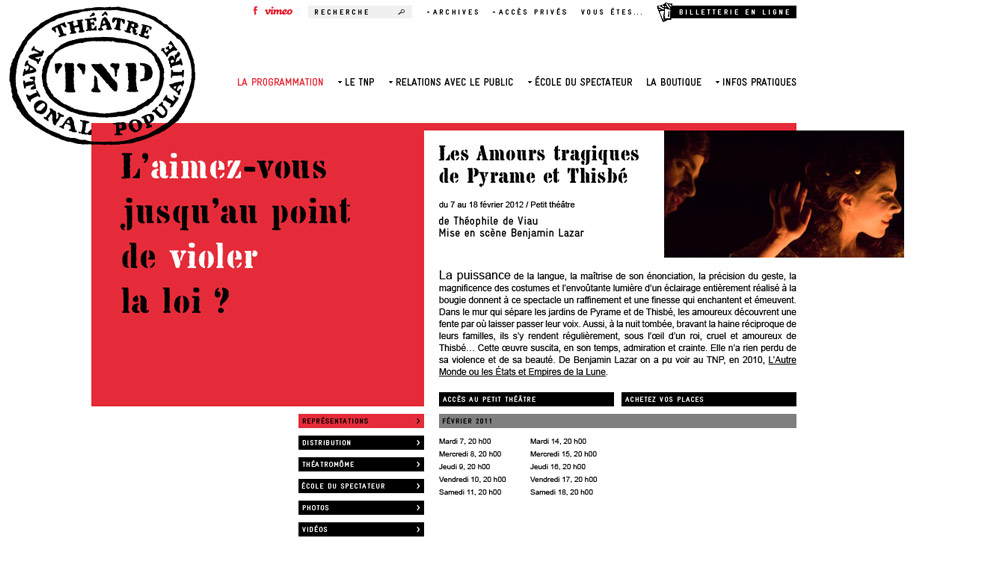 maquette graphique du site internet du Théâtre National Populaire (TNP), Hervé Augoyat