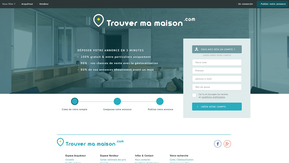 TrouverMaMaison, application web immobilier géolocalisation, motion design, Hervé Augoyat