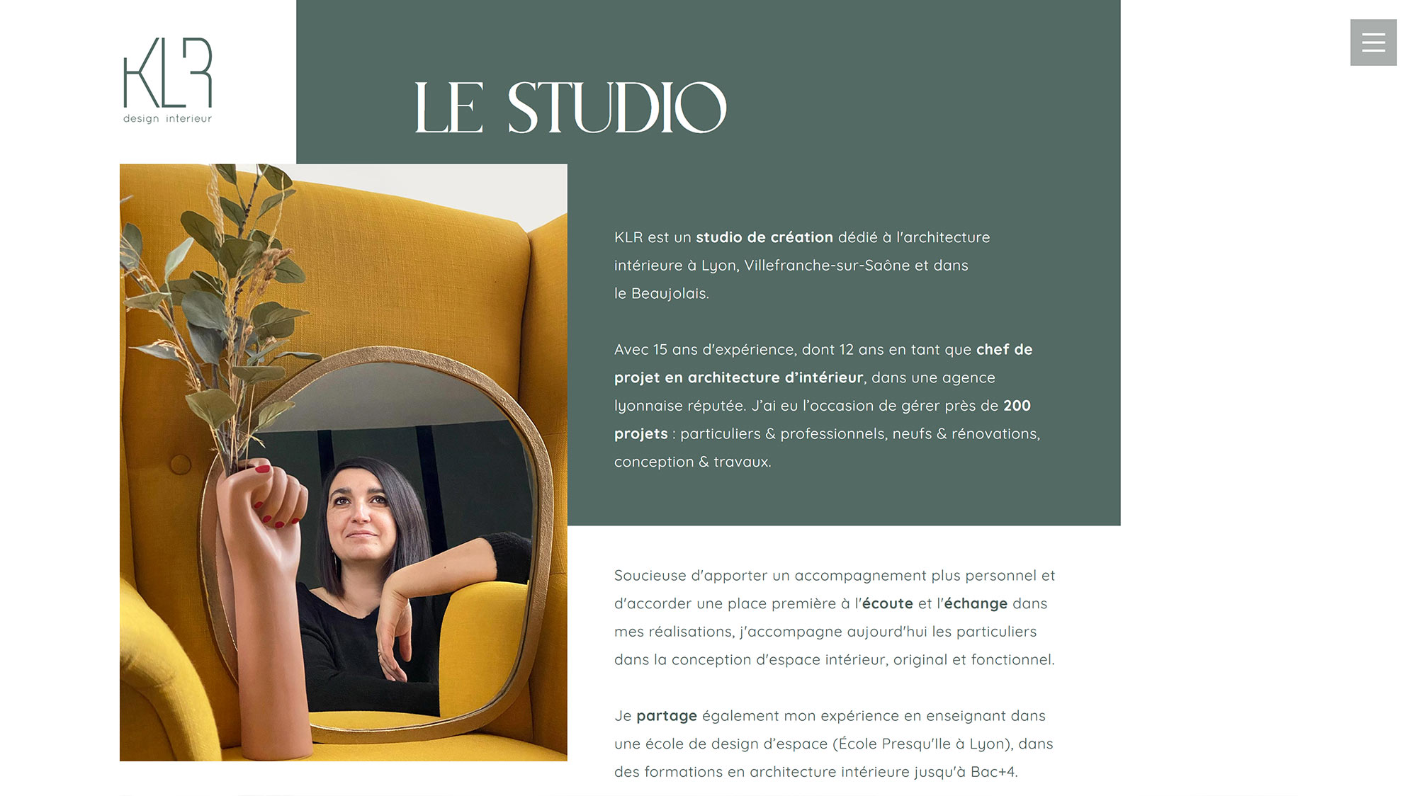 KLR Architecte d'intérieur à Villefranche-sur-Saône / Lyon, création du site internet par Hervé Augoyat.