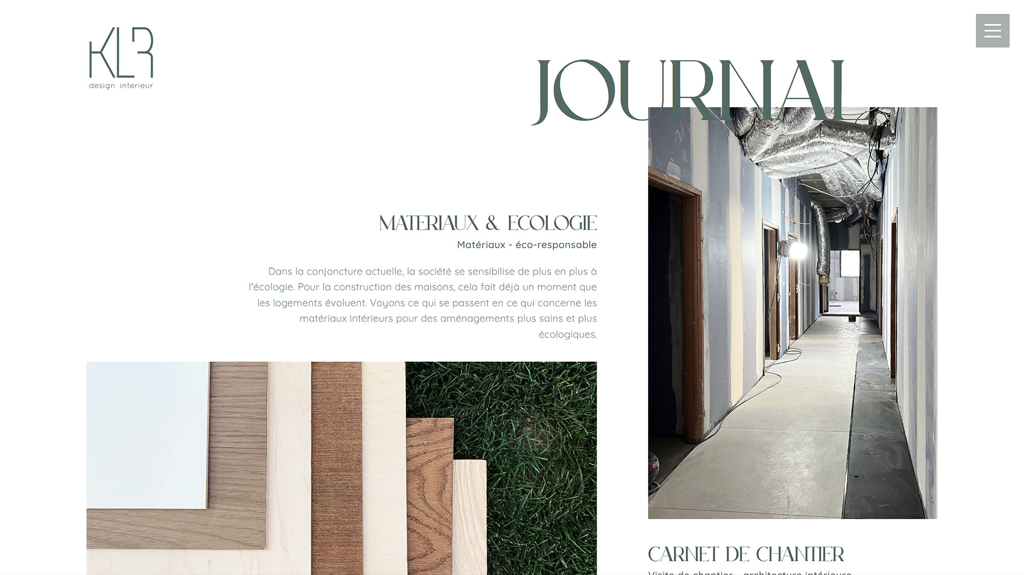 KLR Architecte d'intérieur à Villefranche-sur-Saône / Lyon, création du site internet par Hervé Augoyat.